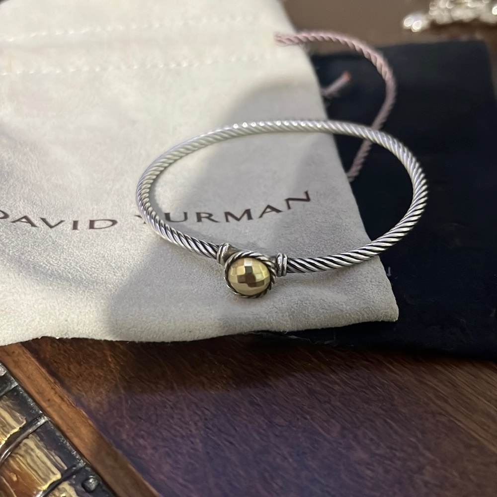 David Yurman Chatelaine Bracelet. Sterling Silver with 18K yellow gold dome.